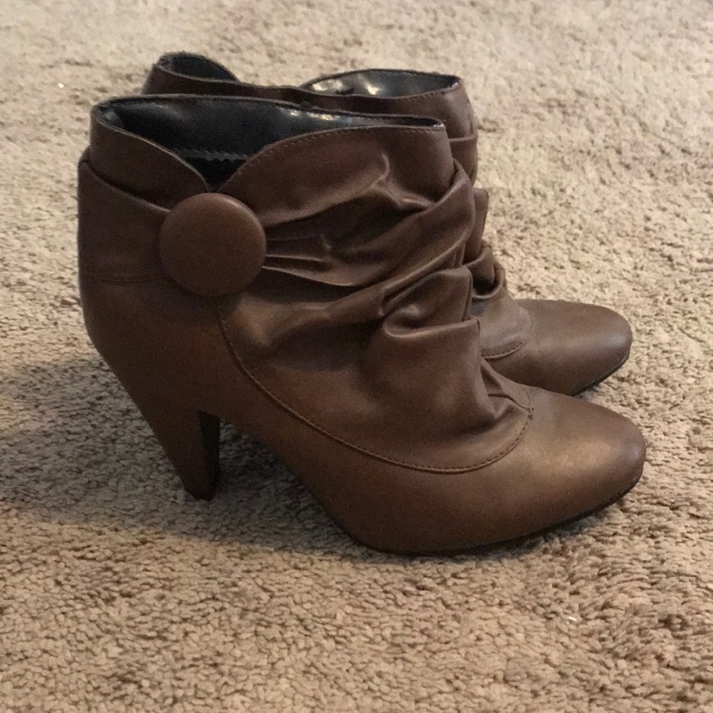 Brown heel booties